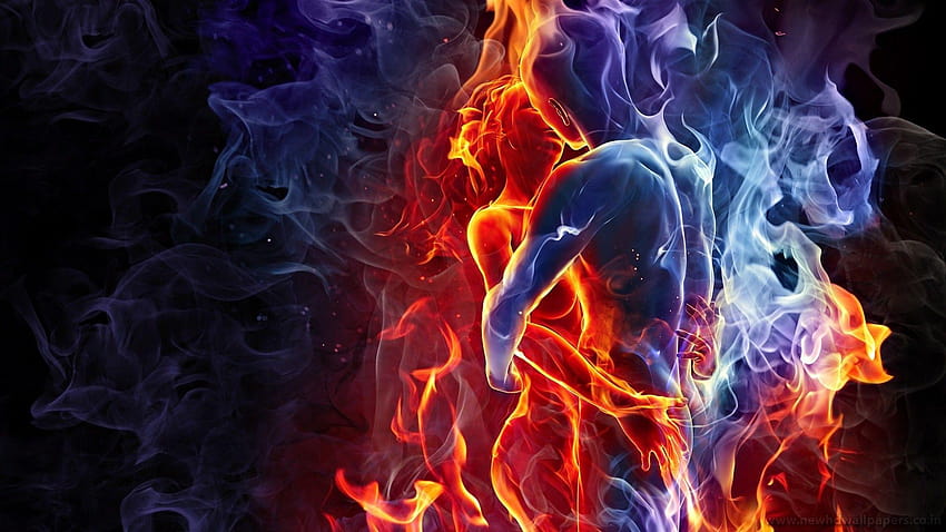Cool Flame Backgrounds ·①, cool fire and water HD wallpaper
