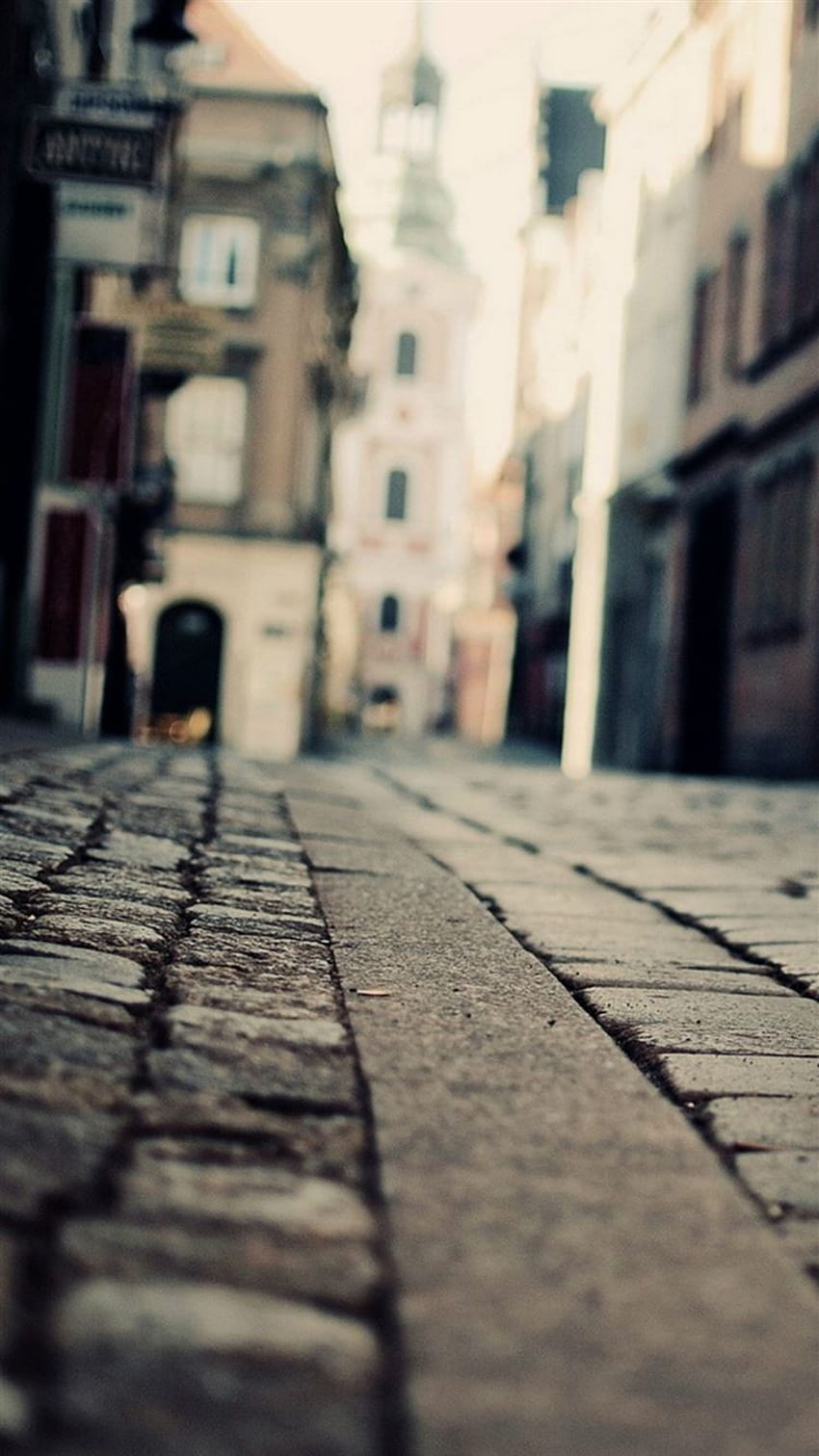 Starodawna scena uliczna w centrum miasta iPhone 8, ulica w stylu vintage Tapeta na telefon HD