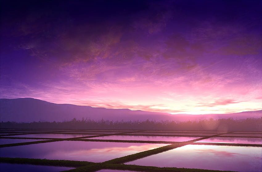 landscape mks nobody original purple scenic sunset, purple sunset anime HD wallpaper