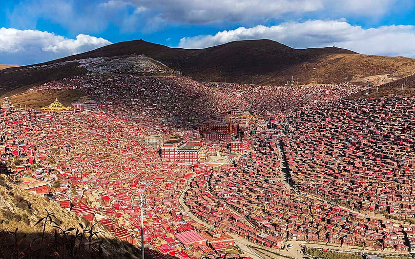 Sichuan, monastery, panorama, Seda, Tibet, China HD wallpaper