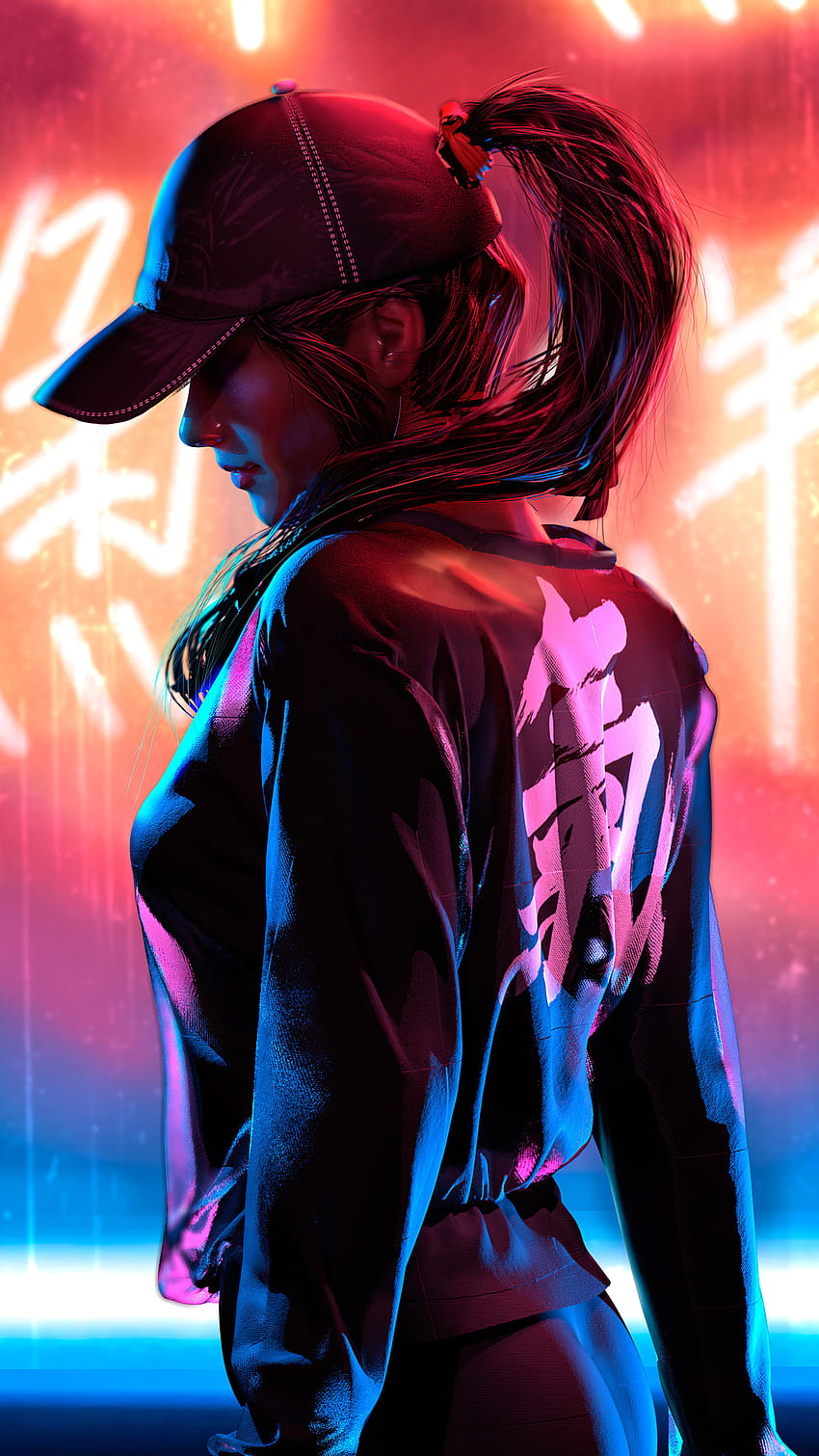 1080x1920 Hat Neon Girl Iphone 7,6s,6 Plus, Pixel xl ,One Plus 3,3t,5 , Backgrounds, and, iphone girl HD phone wallpaper