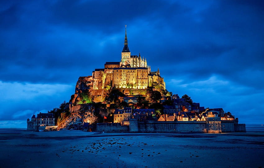 castle, France, mountain, fortress, France, Normandy, Normandy, Mont, mont saint michel HD wallpaper