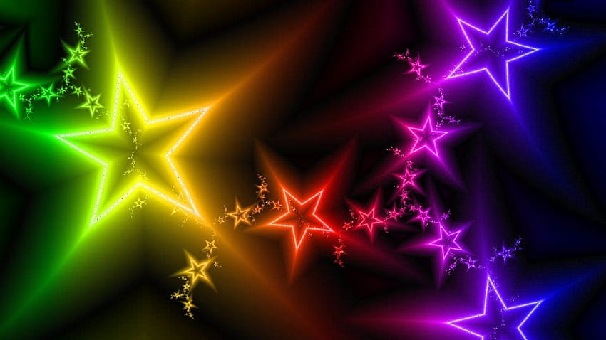 Bintang asli, cahaya, warna-warni, Latar belakang abstrak, cahaya bintang penuh Wallpaper HD
