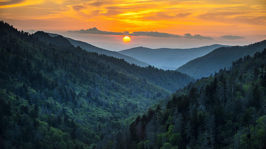 Great Smoky Mountains · Asociación de Conservación de Parques Nacionales, gran amanecer de las montañas humeantes fondo de pantalla