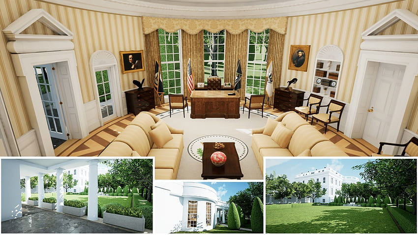 Oval Office With Exterior HD wallpaper