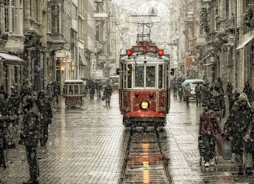 Straßenbahn, Taksim-Platz HD-Hintergrundbild