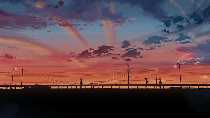 1920x1080 5 centímetros por segundo nuvens Makoto Shinkai Skylines, anime pc 5 centímetros por segundo papel de parede HD
