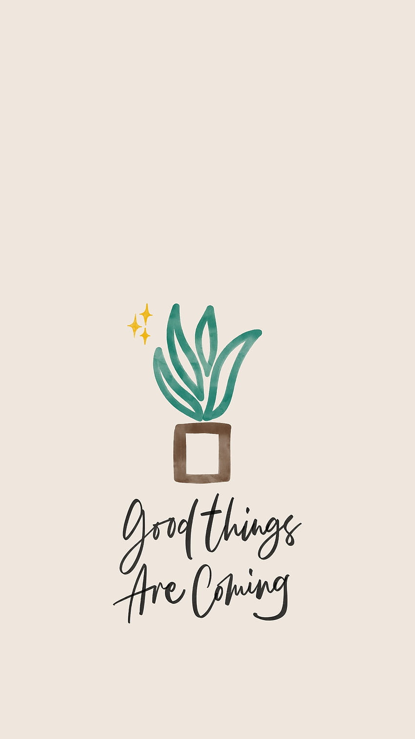 Beige Brown Aesthetic Minimalist Good Things Are Coming Handwritten Motivational Quote Phone, beige minimalist aesthetic HD phone wallpaper