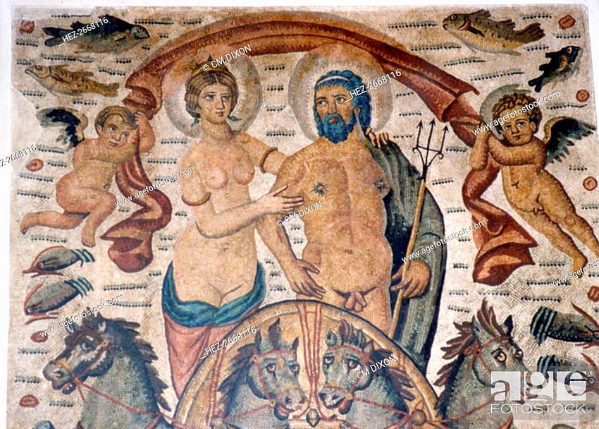 Triumph of Neptune and Amphitrite, Roman mosaic, early 4th century, Stock , And Rights Managed . Pic. HEZ HD wallpaper