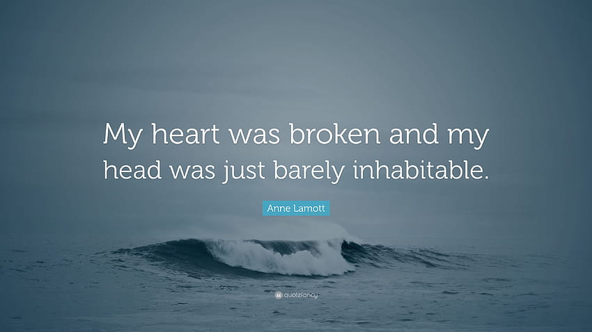 Anne Lamott Quote: “My heart was broken and my head was just barely inhabitable.”, my head my heart HD wallpaper