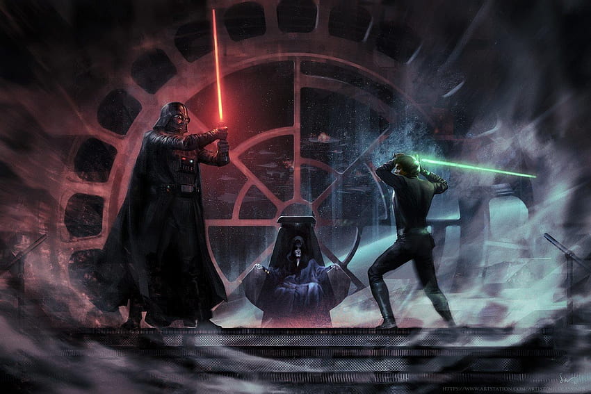 114 Luke Skywalker, Yoda kontra Darth Sidious Tapeta HD