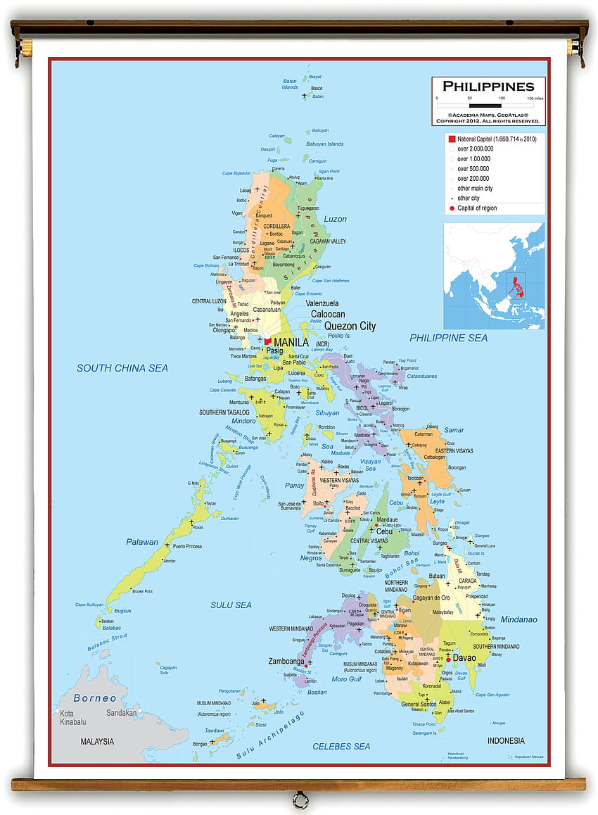 Academia Maps'ten Filipinler Siyasi Eğitim Duvar Haritası HD telefon duvar kağıdı