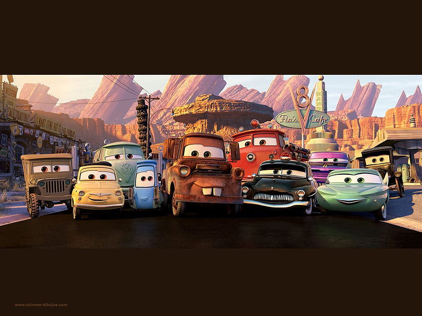 5 Pixar Cars, radiator springs HD wallpaper