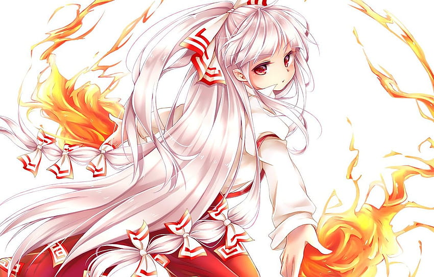 Fire, flame, girl, anime, red eyes, pretty, Touhou, anime fire woman HD  wallpaper | Pxfuel