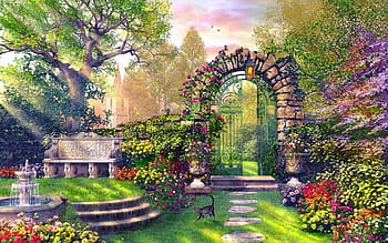 enchanted garden wallpaper