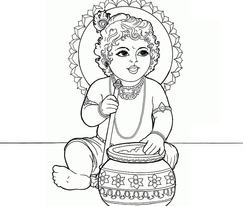 Krishna Coloring Page HD wallpaper
