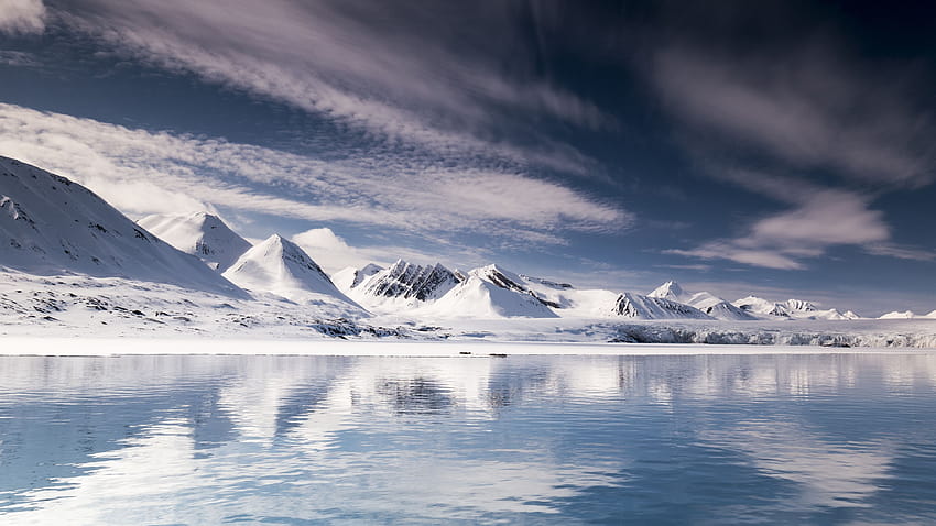 mountains, snow, lake, iceberg, svalbard Snow, Mountains, Lake, snow ice HD wallpaper