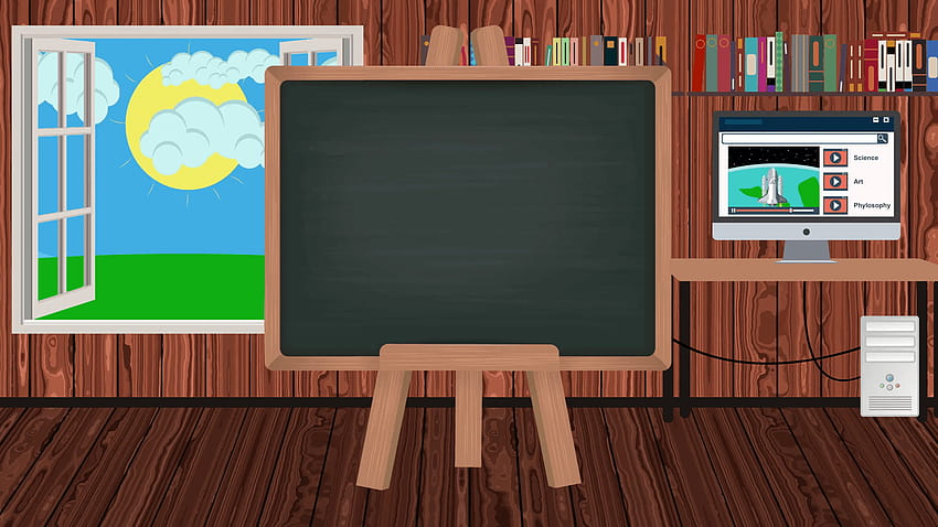 Cartoon Blackboard in a Children Classroom with a School Bus Stock, class  room HD wallpaper | Pxfuel