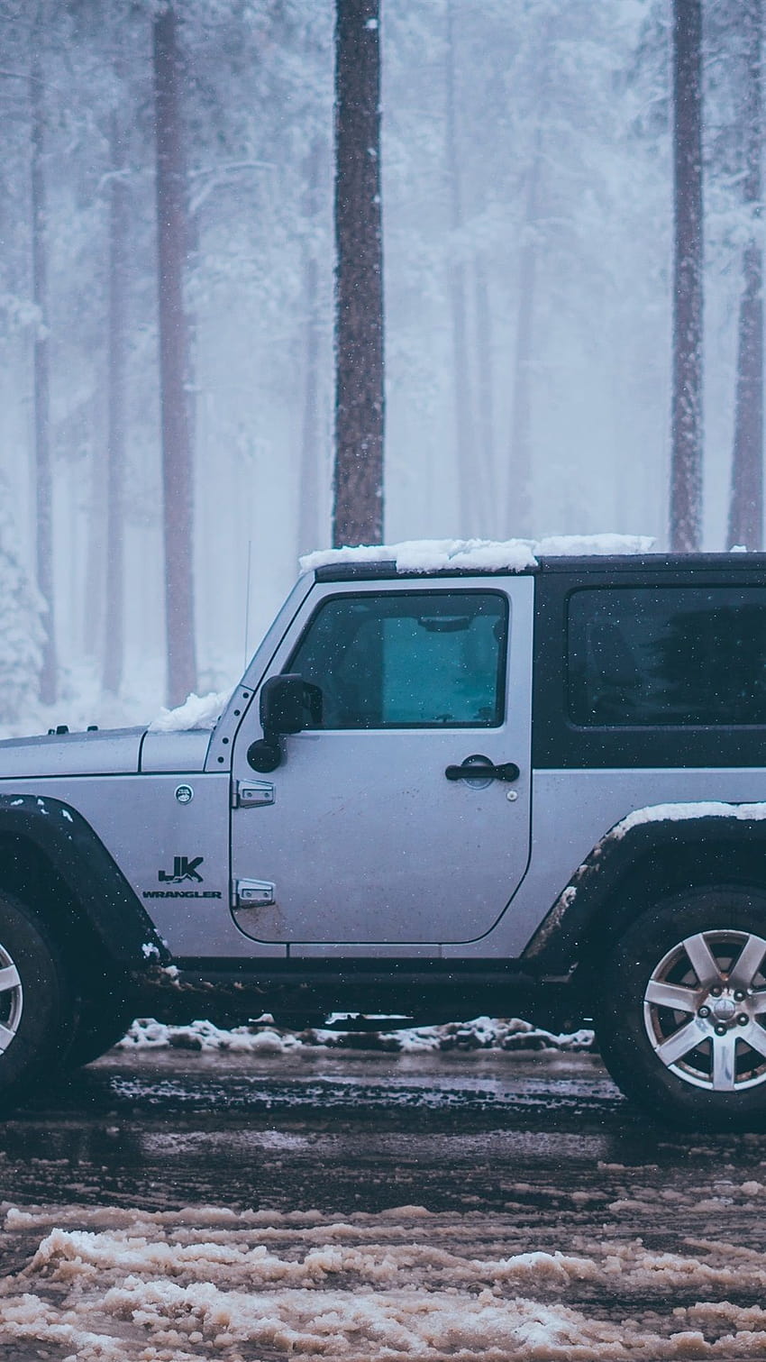 Jeep JK wrangler car side view, snow, winter 1080x1920 iPhone 8/7/6/6S Plus , background, iphone 8 jeep HD phone wallpaper