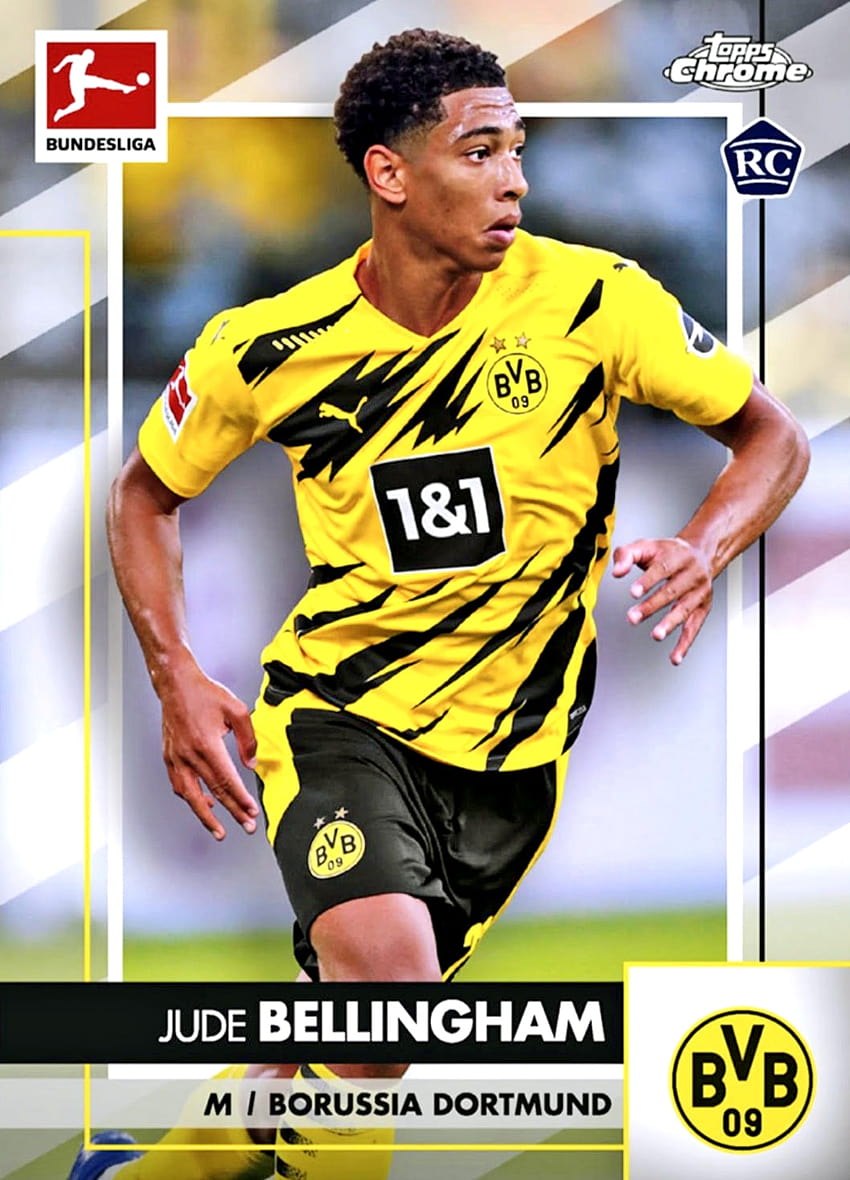 Reloj futuro: tarjetas de fútbol de Jude Bellingham, Borussia Dortmund fondo de pantalla del teléfono