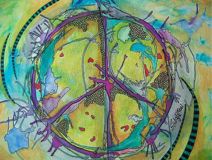 Артистичен Психеделичен Трипи Хипи Знак за мир, хипи изкуство HD тапет