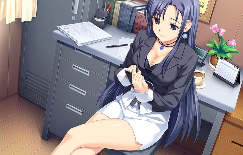 chest, office, records, worker , section сэйнэн, office anime HD wallpaper