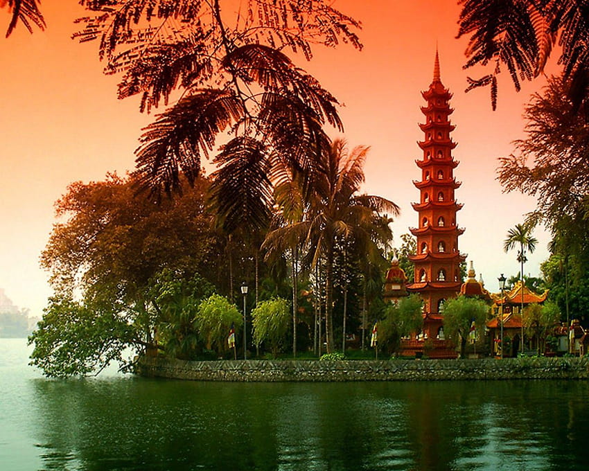 Hanoi Tag : Hanoi Templo Vietnam Lago grafía Di fondo de pantalla