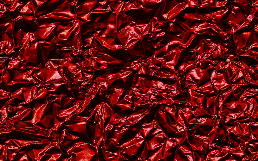 赤い箔のテクスチャ、しわくちゃの箔のテクスチャ、赤い箔の背景、箔のテクスチャ、解像度 2880x1800 のキラキラ紙のテクスチャ。 高品質の赤い紙 高画質の壁紙