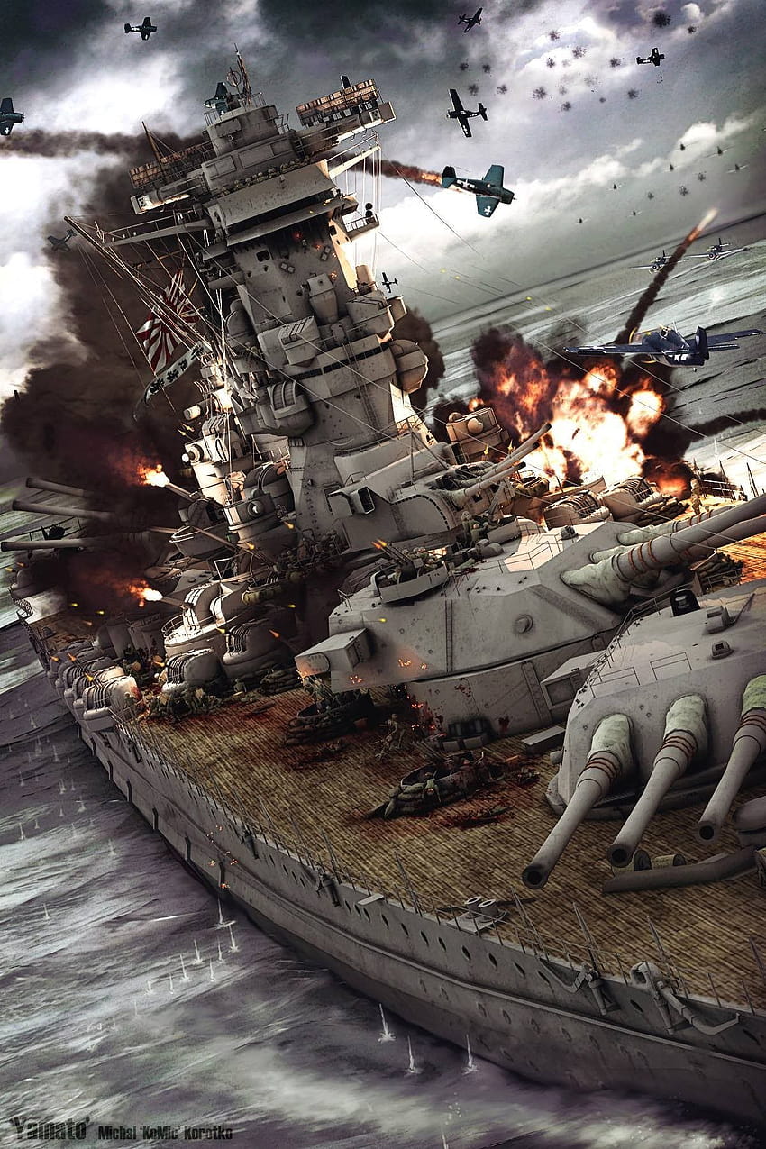 Yamato-Schlachtschiff letzte Schlacht HD-Handy-Hintergrundbild