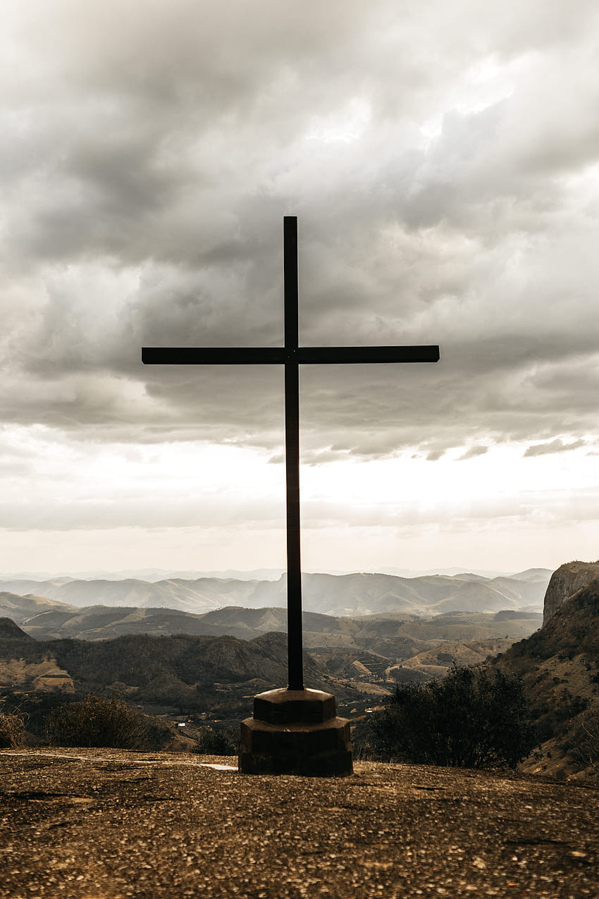 Croce Nera in cima alla montagna · Stock, jesus iphone Sfondo del telefono HD