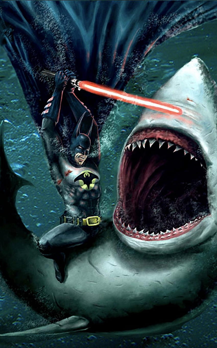 Batman Killing Sharks Laser Sword Android, shark android HD phone wallpaper