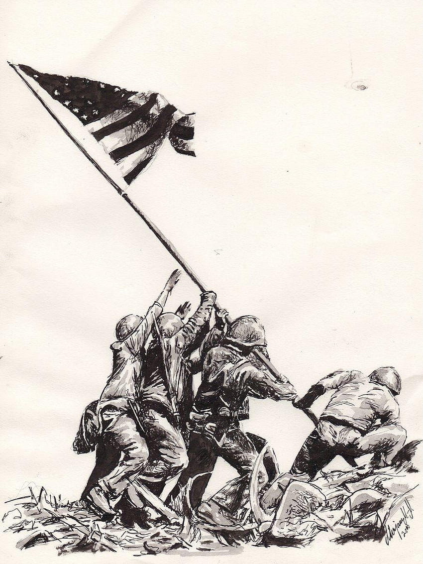 undefined Mengibarkan Bendera di Iwo Jima, bendera iwo jima wallpaper ponsel HD