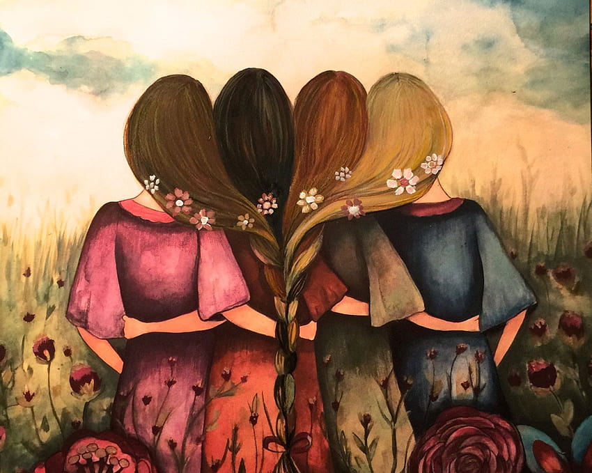 The four sisters best friendsbridesmaids present art print, four best friends HD wallpaper