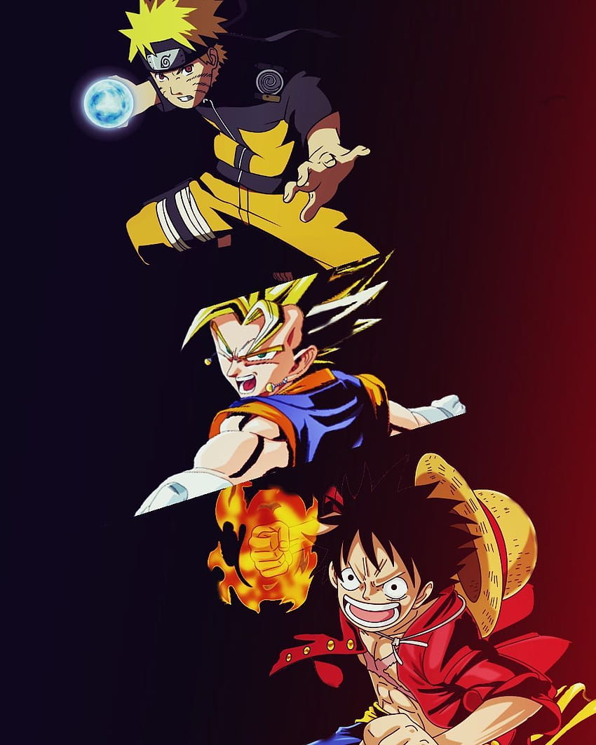 Goku Naruto Y Luffy, goku и luffy HD тапет за телефон