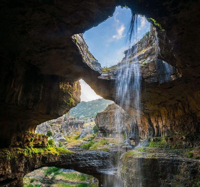 cave, Waterfall, Gorge, Lebanon, Erosion, Nature, Landscape HD wallpaper