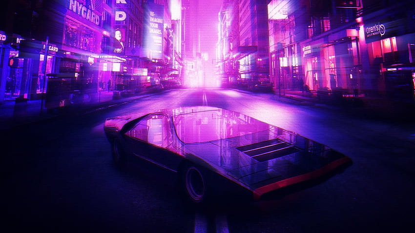 Coupé gris, style rétro, voiture, années 1980, ville, voitures violettes vintage Fond d'écran HD