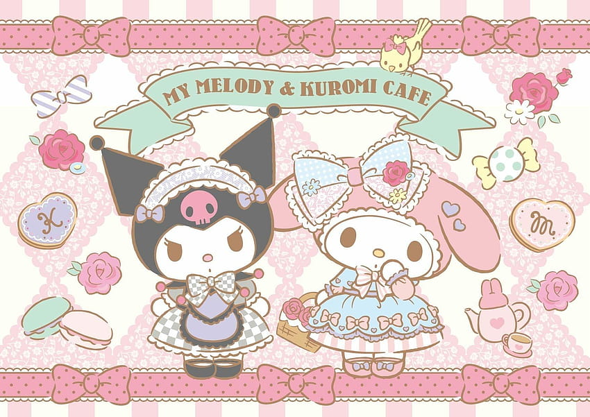 My Melody & Kuromi Cafe, bonjour kitty ordinateur portable grunge Fond d'écran HD