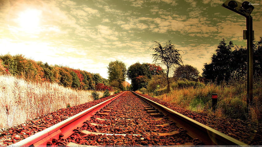 Railway Track Backgrounds, autumn train track HD wallpaper