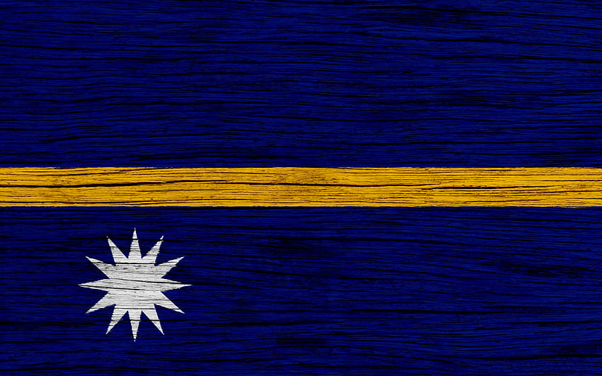 Flag of Nauru, Oceania, wooden texture, nauru flag HD wallpaper