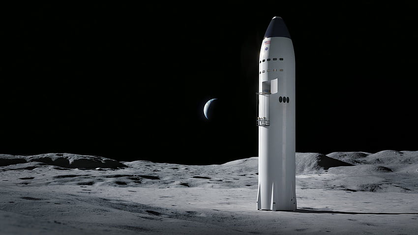SpaceX, Blue Origin y Dynetics construirán módulos de aterrizaje lunar humanos para el próximo viaje de la NASA de regreso a la luna, el cohete Artemis fondo de pantalla