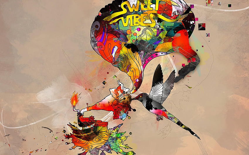 Art psychedelic music text birds HD wallpaper | Pxfuel