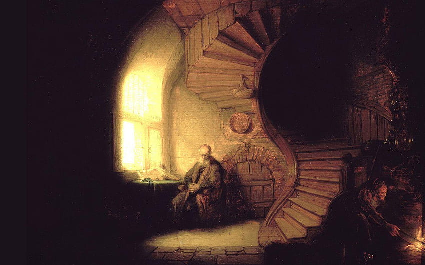 Rembrandt Philosophe en Méditation, philosophes Fond d'écran HD
