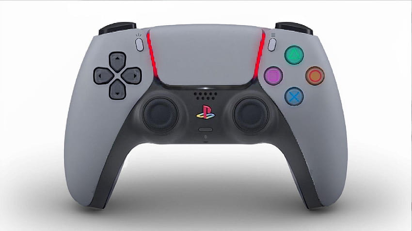 Wer möchte schon sehen, wie die PS5-Fernbedienung nach der PS1 mit beleuchteten Tasten und einer roten Lichtleiste aussieht? : Playstation HD-Hintergrundbild