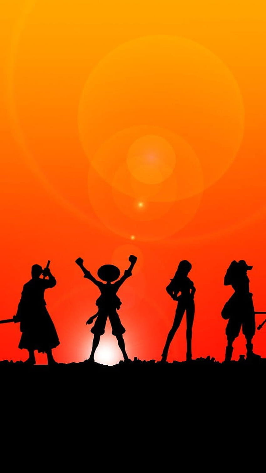 Sylwetki ludzi Cyfrowy, One Piece, Anime, Grupa ludzi • Dla Ciebie, jeden kawałek w estetyce czerwonej Tapeta na telefon HD