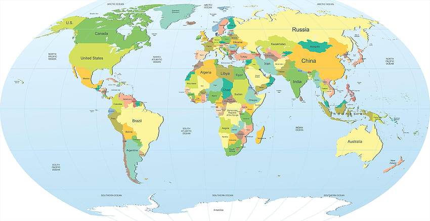 Carte du monde géographique haute résolution fraîche Fond d'écran HD