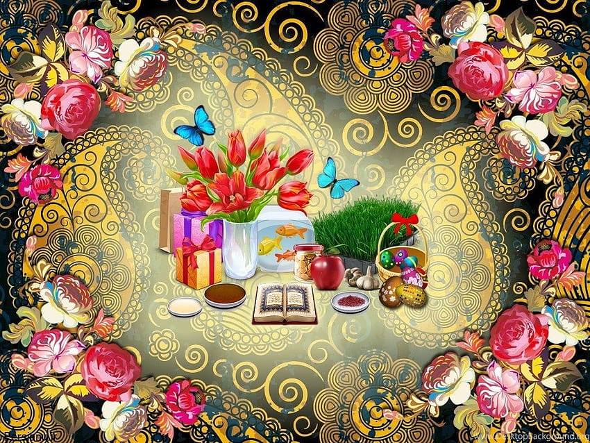 Szczęśliwe życzenia Nowruz i pozdrowienia w farsi Tapeta HD
