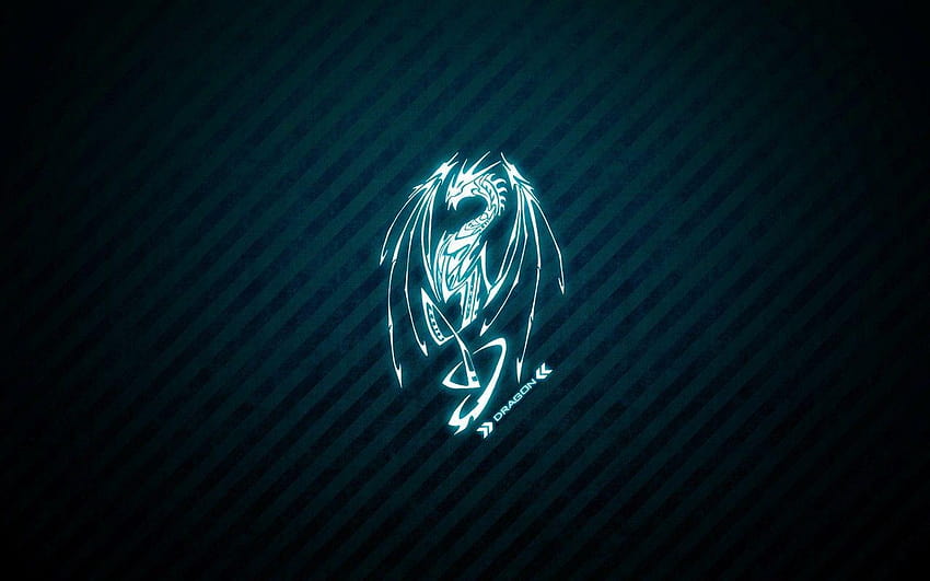 : logo, blue, dragon, circle, light, shape, darkness, black and blue dragon HD wallpaper