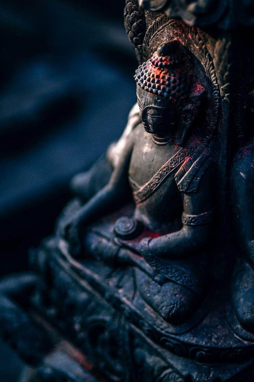 Buda negro, teléfono budista fondo de pantalla del teléfono