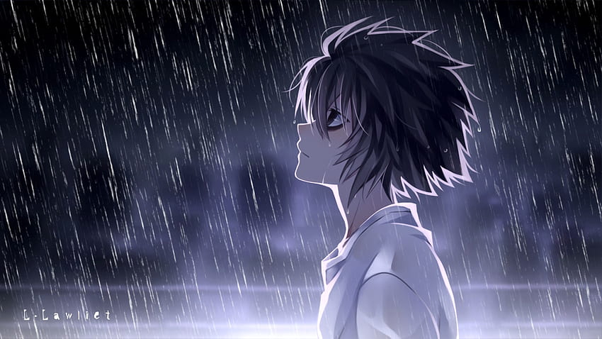 light yagami sotto la pioggia death note anime Sfondo HD