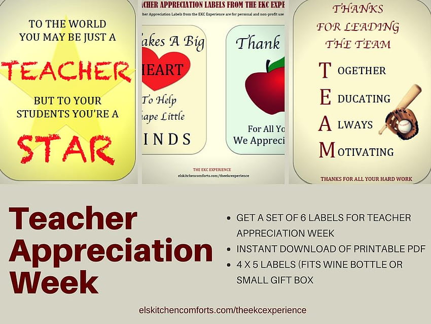 Labels for Teacher Appreciation Week ~ El's Kitchen Comforts HD wallpaper